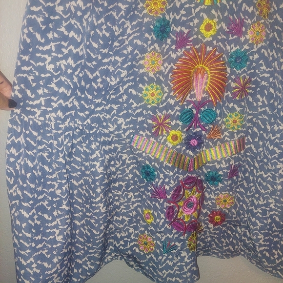 See and Be Seen MIDI Dress with Colorful Floral Embroidery over Print L - Picture 4 of 7